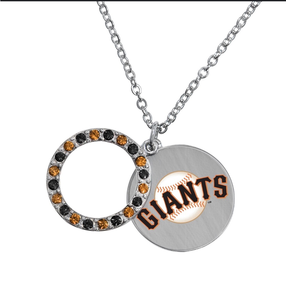 MLB SF Giants Heart Pendant Necklace with Silver Chain